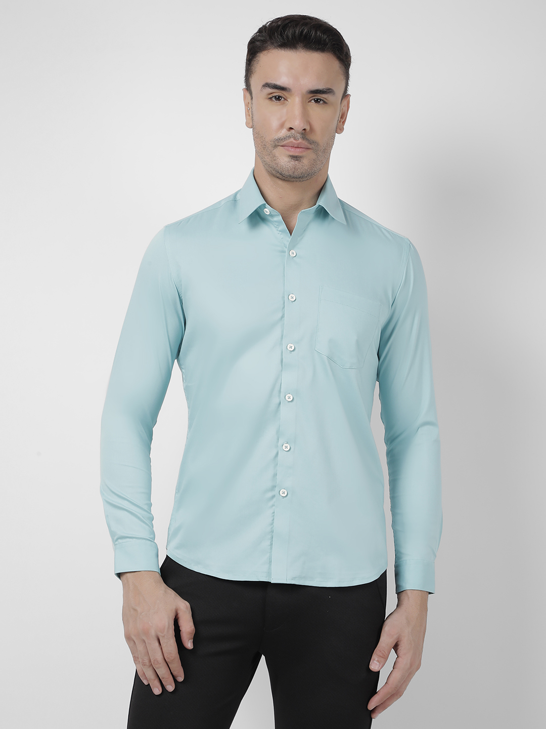 Numero Uno Men Solid Light Blue Shirt